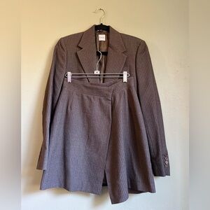 Brown Pinstripe Skirt Suit